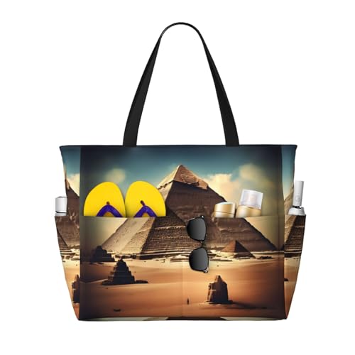 LiuMng Strandtasche mit großem Fassungsvermögen, bedruckt, wasserdicht, Reisetasche, Träumen von den Pyramiden von Khufu, mehrere Taschen, Tragetasche für Urlaub, Fitnessstudio, Damen LiuMng Strandtasche mit großem Fassungsvermögen, bedruckt, wasserdicht, Reisetasche, Träumen von den Pyramiden von Khufu, mehrere Taschen, Tragetasche für Urlaub, Fitnessstudio, Damen von LiuMng