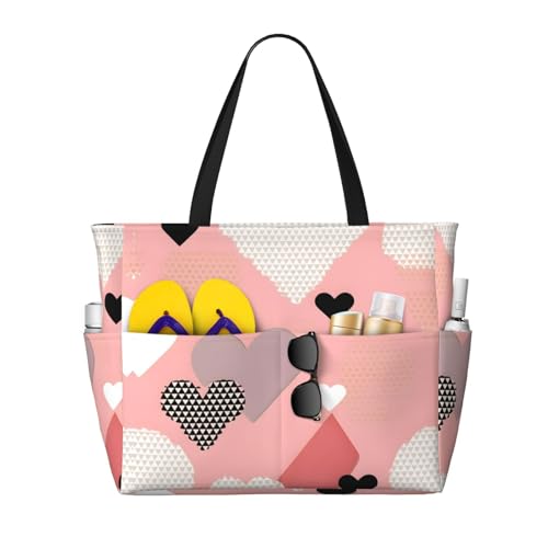 LiuMng Strandtasche mit großem Fassungsvermögen, bedruckt, wasserdicht, Reisetasche, abstraktes Liebesdiagramm, mehrere Taschen, Tragetasche für Urlaub, Fitnessstudio, Damen von LiuMng
