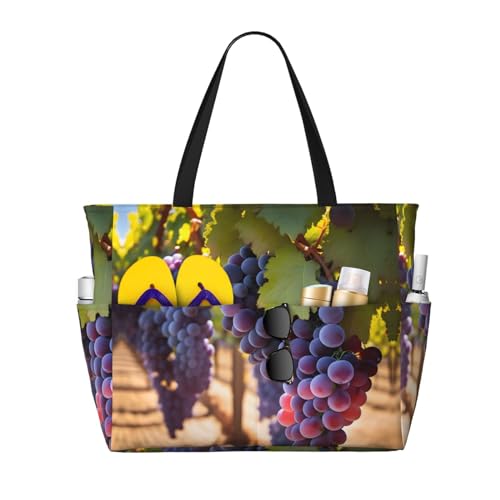 LiuMng Strandtasche mit großem Fassungsvermögen, bedruckt, wasserdicht, Wüstentrauben, mehrere Taschen, Tragetasche für Urlaub, Fitnessstudio, Damen LiuMng Strandtasche mit großem Fassungsvermögen, bedruckt, wasserdicht, Wüstentrauben, mehrere Taschen, Tragetasche für Urlaub, Fitnessstudio, Damen von LiuMng