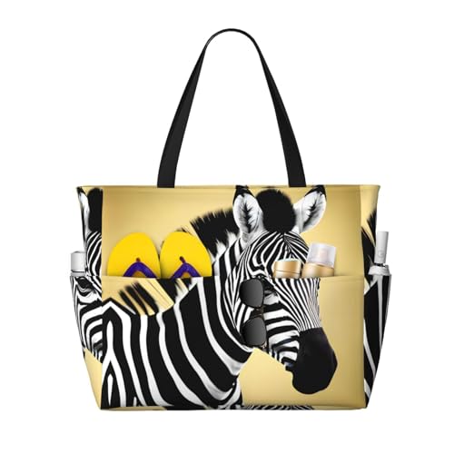 LiuMng Strandtasche mit großem Fassungsvermögen, bedruckt, wasserdicht, Zebra, mehrere Taschen, für Urlaub, Fitnessstudio, Damen, Schwarz, Einheitsgröße LiuMng Strandtasche mit großem Fassungsvermögen, bedruckt, wasserdicht, Zebra, mehrere Taschen, für Urlaub, Fitnessstudio, Damen, Schwarz, Einheitsgröße von LiuMng