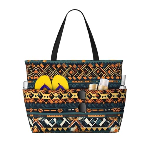 LiuMng Strandtasche mit großem Fassungsvermögen, bedruckt, wasserdicht, afrikanischer Stammesstil, ethnische Textur, mehrere Taschen, Tragetasche für Urlaub, Fitnessstudio, Damen LiuMng Strandtasche mit großem Fassungsvermögen, bedruckt, wasserdicht, afrikanischer Stammesstil, ethnische Textur, mehrere Taschen, Tragetasche für Urlaub, Fitnessstudio, Damen von LiuMng