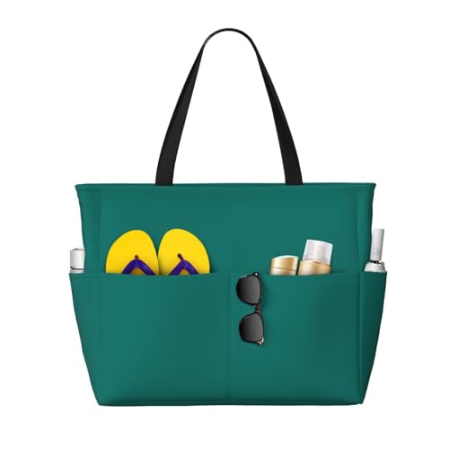 LiuMng Strandtasche mit großem Fassungsvermögen, bedruckt, wasserdicht, einfarbig, dunkelgrün, Tragetasche mit mehreren Taschen für Urlaub, Fitnessstudio, Damen LiuMng Strandtasche mit großem Fassungsvermögen, bedruckt, wasserdicht, einfarbig, dunkelgrün, Tragetasche mit mehreren Taschen für Urlaub, Fitnessstudio, Damen von LiuMng