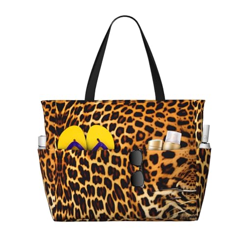 LiuMng Strandtasche mit großem Fassungsvermögen, bedruckt, wasserdicht, gestreift, Leopardenmuster, Tragetasche mit mehreren Taschen, für Urlaub, Fitnessstudio, Damen, Schwarz, Einheitsgröße LiuMng Strandtasche mit großem Fassungsvermögen, bedruckt, wasserdicht, gestreift, Leopardenmuster, Tragetasche mit mehreren Taschen, für Urlaub, Fitnessstudio, Damen, Schwarz, Einheitsgröße von LiuMng