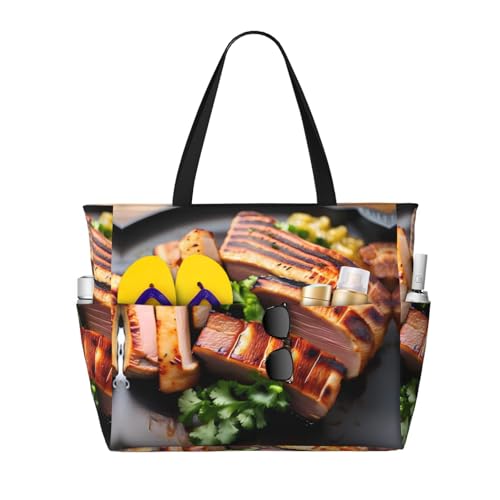 LiuMng Strandtasche mit großem Fassungsvermögen, bedruckt, wasserdicht, goldfarben, mit mehreren Taschen, für Urlaub, Fitnessstudio, Damen LiuMng Strandtasche mit großem Fassungsvermögen, bedruckt, wasserdicht, goldfarben, mit mehreren Taschen, für Urlaub, Fitnessstudio, Damen von LiuMng