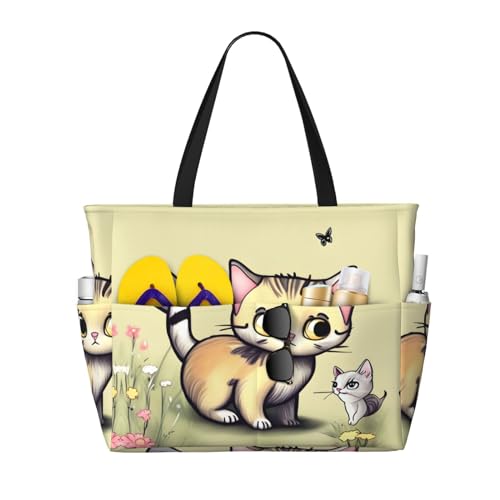 LiuMng Strandtasche mit großem Fassungsvermögen, bedruckt, wasserdicht, mit Katze und Schmetterling, Tragetasche mit mehreren Taschen, für Urlaub, Fitnessstudio, Damen, Schwarz, Einheitsgröße LiuMng Strandtasche mit großem Fassungsvermögen, bedruckt, wasserdicht, mit Katze und Schmetterling, Tragetasche mit mehreren Taschen, für Urlaub, Fitnessstudio, Damen, Schwarz, Einheitsgröße von LiuMng