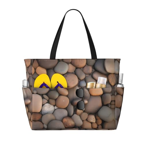 LiuMng Strandtasche mit großem Fassungsvermögen, bedruckt, wasserdicht, mit Kieselsteinen am Strand, Tragetasche mit mehreren Taschen für Urlaub, Fitnessstudio, Damen LiuMng Strandtasche mit großem Fassungsvermögen, bedruckt, wasserdicht, mit Kieselsteinen am Strand, Tragetasche mit mehreren Taschen für Urlaub, Fitnessstudio, Damen von LiuMng