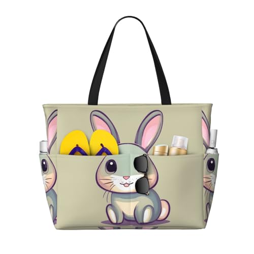 LiuMng Strandtasche mit großem Fassungsvermögen, bedruckt, wasserdicht, niedlicher kleiner Hase, Tragetasche mit mehreren Taschen, für Urlaub, Fitnessstudio, Damen, Schwarz, Einheitsgröße LiuMng Strandtasche mit großem Fassungsvermögen, bedruckt, wasserdicht, niedlicher kleiner Hase, Tragetasche mit mehreren Taschen, für Urlaub, Fitnessstudio, Damen, Schwarz, Einheitsgröße von LiuMng