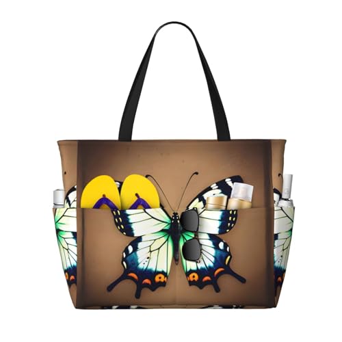 LiuMng Strandtasche mit großem Fassungsvermögen, bedruckt, wasserdicht, niedlicher kleiner Schmetterling, mehrere Taschen, Tragetasche für Urlaub, Fitnessstudio, Damen LiuMng Strandtasche mit großem Fassungsvermögen, bedruckt, wasserdicht, niedlicher kleiner Schmetterling, mehrere Taschen, Tragetasche für Urlaub, Fitnessstudio, Damen von LiuMng