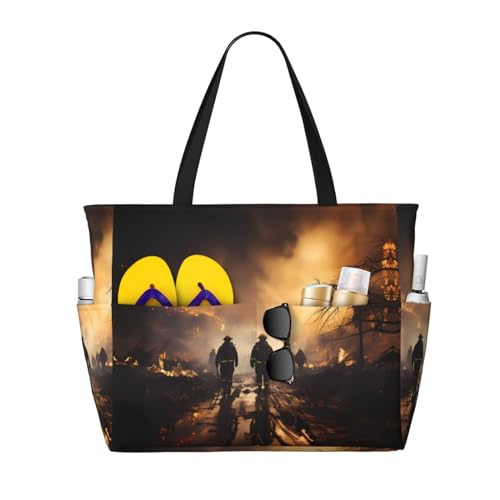 LiuMng Strandtasche mit großem Fassungsvermögen, bedruckt, wasserdichte Reisetasche, Feuerwehrleute, Feuer bekämpfen, mehrere Taschen, Tragetasche für Urlaub, Fitnessstudio, Damen LiuMng Strandtasche mit großem Fassungsvermögen, bedruckt, wasserdichte Reisetasche, Feuerwehrleute, Feuer bekämpfen, mehrere Taschen, Tragetasche für Urlaub, Fitnessstudio, Damen von LiuMng
