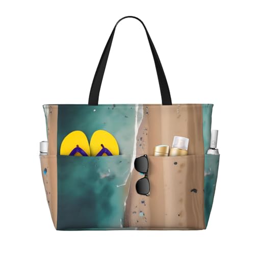 LiuMng Strandtasche mit großem Fassungsvermögen, bedruckt, wasserdichte Reisetasche, Luftansicht des Strandes, mehrere Taschen, Tragetasche für Urlaub, Fitnessstudio, Damen LiuMng Strandtasche mit großem Fassungsvermögen, bedruckt, wasserdichte Reisetasche, Luftansicht des Strandes, mehrere Taschen, Tragetasche für Urlaub, Fitnessstudio, Damen von LiuMng