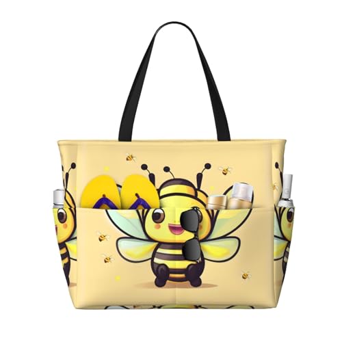 LiuMng Strandtasche mit großem Fassungsvermögen, bedruckt, wasserdichte Reisetasche, gelbe Biene, mehrere Taschen, Tragetasche für Urlaub, Fitnessstudio, Damen, Schwarz, Einheitsgröße LiuMng Strandtasche mit großem Fassungsvermögen, bedruckt, wasserdichte Reisetasche, gelbe Biene, mehrere Taschen, Tragetasche für Urlaub, Fitnessstudio, Damen, Schwarz, Einheitsgröße von LiuMng