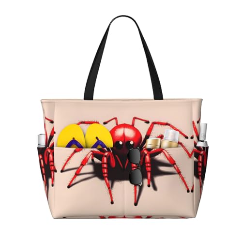 LiuMng Strandtasche mit großem Fassungsvermögen, bedruckt, wasserdichte Reisetasche, niedliche kleine rote Spinne, Tragetasche mit mehreren Taschen für Urlaub, Fitnessstudio, Damen LiuMng Strandtasche mit großem Fassungsvermögen, bedruckt, wasserdichte Reisetasche, niedliche kleine rote Spinne, Tragetasche mit mehreren Taschen für Urlaub, Fitnessstudio, Damen von LiuMng