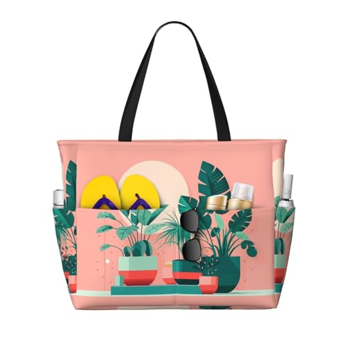 LiuMng Strandtasche mit großem Fassungsvermögen, bedruckt, wasserdichte Reisetasche, schöne Topfpflanzen, Tragetasche mit mehreren Taschen, für Urlaub, Fitnessstudio, Damen, Schwarz, Einheitsgröße LiuMng Strandtasche mit großem Fassungsvermögen, bedruckt, wasserdichte Reisetasche, schöne Topfpflanzen, Tragetasche mit mehreren Taschen, für Urlaub, Fitnessstudio, Damen, Schwarz, Einheitsgröße von LiuMng