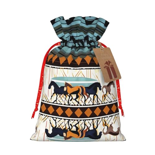 LiuMng Weihnachts-Geschenktüten mit Pferdestreifenmuster und buntem Kordelzug für Gastgeschenke, Geschenkverpackungen, Urlaubsgeschenktüten, Weihnachtsgeschenke von LiuMng