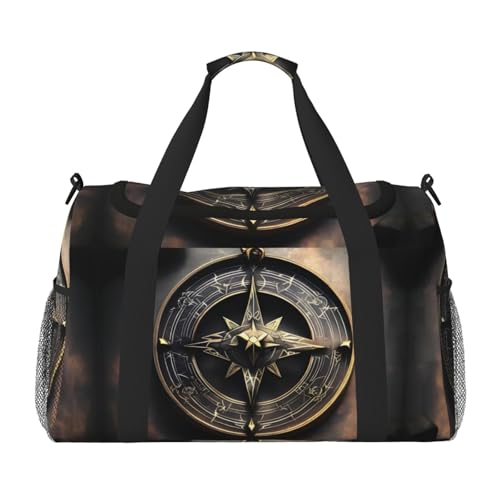 Magisches Design nordische Runen Kompass Druck Große Handreisetasche Wasserdichte Tote Handtasche für Damen Seesack Sport Gym für Herren von LiuMng