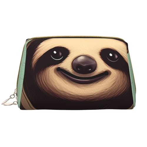 Make-up-Tasche für Damen, Cartoon-Faultier-Design, großes Fassungsvermögen, Reise-Kosmetiktasche, PU-Leder, Reißverschluss, tragbar, weit offen, weiß, Einheitsgröße Make-up-Tasche für Damen, Cartoon-Faultier-Design, großes Fassungsvermögen, Reise-Kosmetiktasche, PU-Leder, Reißverschluss, tragbar, weit offen, weiß, Einheitsgröße von LiuMng