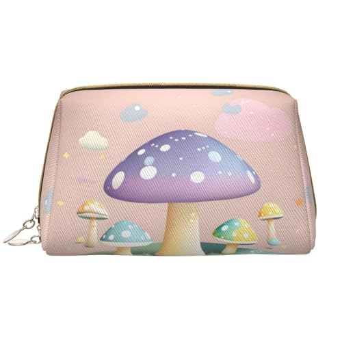 Make-up-Tasche für Damen, Cartoon-Pilz, großes Fassungsvermögen, Reise-Kosmetiktasche, PU-Leder, Reißverschluss, tragbar, weit geöffnet, Organizer von LiuMng