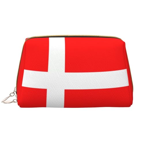 Make-up-Tasche für Damen, Motiv: Dänemark, dänische Flagge, großes Fassungsvermögen, Reise-Kosmetiktasche, PU-Leder, mit Reißverschluss, tragbar, weit geöffneter Organizer Make-up-Tasche für Damen, Motiv: Dänemark, dänische Flagge, großes Fassungsvermögen, Reise-Kosmetiktasche, PU-Leder, mit Reißverschluss, tragbar, weit geöffneter Organizer von LiuMng