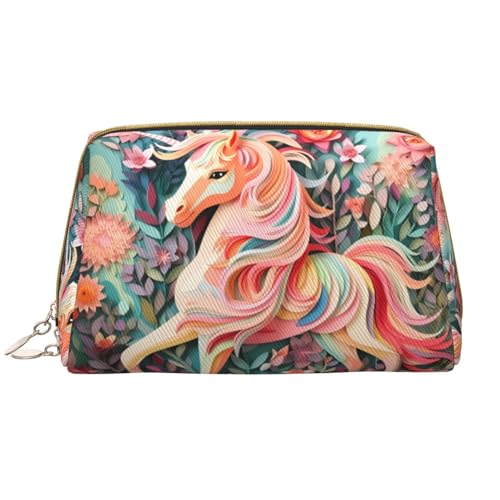 Make-up-Tasche für Damen, Motiv: Einhorn mit Papierschnitt, großes Fassungsvermögen, Reise-Kosmetiktasche, PU-Leder, mit Reißverschluss, tragbar, weit geöffneter Organizer Make-up-Tasche für Damen, Motiv: Einhorn mit Papierschnitt, großes Fassungsvermögen, Reise-Kosmetiktasche, PU-Leder, mit Reißverschluss, tragbar, weit geöffneter Organizer von LiuMng