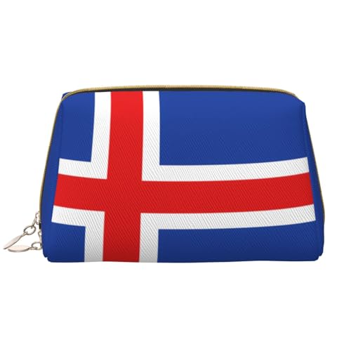 Make-up-Tasche für Damen, Motiv: Flagge Islands, großes Fassungsvermögen, Reise-Kosmetiktasche, PU-Leder, Reißverschluss, tragbar, weit geöffneter Organizer Make-up-Tasche für Damen, Motiv: Flagge Islands, großes Fassungsvermögen, Reise-Kosmetiktasche, PU-Leder, Reißverschluss, tragbar, weit geöffneter Organizer von LiuMng