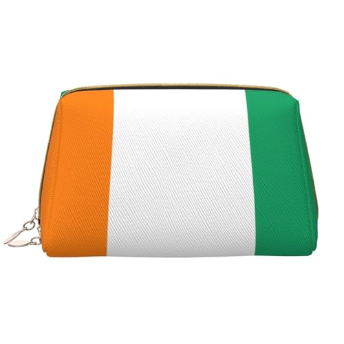 Make-up-Tasche für Damen, Motiv: Flagge der Elfenbeinküste, großes Fassungsvermögen, Reise-Kosmetiktasche, PU-Leder, Reißverschluss, tragbar, weit offen, weiß, Einheitsgröße von LiuMng