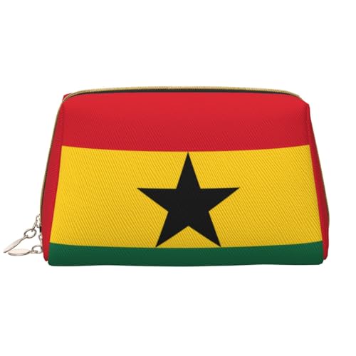 Make-up-Tasche für Damen, Motiv: Flagge von Ghana, großes Fassungsvermögen, Reise-Kosmetiktasche, PU-Leder, mit Reißverschluss, tragbar, weit geöffneter Organizer von LiuMng
