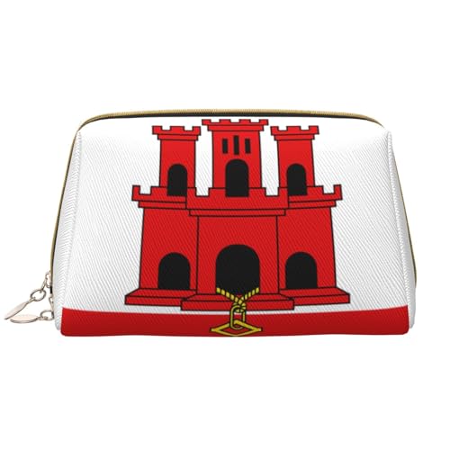 Make-up-Tasche für Damen, Motiv: Flagge von Gibraltar, großes Fassungsvermögen, Reise-Kosmetiktasche, PU-Leder, mit Reißverschluss, tragbar, weit geöffneter Organizer Make-up-Tasche für Damen, Motiv: Flagge von Gibraltar, großes Fassungsvermögen, Reise-Kosmetiktasche, PU-Leder, mit Reißverschluss, tragbar, weit geöffneter Organizer von LiuMng