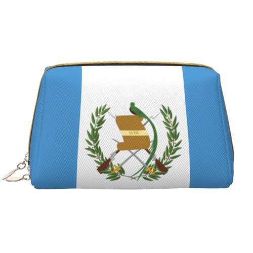 Make-up-Tasche für Damen, Motiv: Flagge von Guatemala, großes Fassungsvermögen, Reise-Kosmetiktasche, PU-Leder, Reißverschluss, tragbar, weit offen, weiß, Einheitsgröße Make-up-Tasche für Damen, Motiv: Flagge von Guatemala, großes Fassungsvermögen, Reise-Kosmetiktasche, PU-Leder, Reißverschluss, tragbar, weit offen, weiß, Einheitsgröße von LiuMng