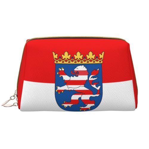 Make-up-Tasche für Damen, Motiv: Flagge von Hessen, großes Fassungsvermögen, Reise-Kosmetiktasche, PU-Leder, Reißverschluss, tragbar, weit offen, weiß, Einheitsgröße Make-up-Tasche für Damen, Motiv: Flagge von Hessen, großes Fassungsvermögen, Reise-Kosmetiktasche, PU-Leder, Reißverschluss, tragbar, weit offen, weiß, Einheitsgröße von LiuMng