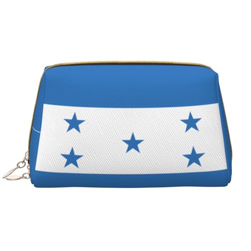 Make-up-Tasche für Damen, Motiv: Flagge von Honduras, großes Fassungsvermögen, Reise-Kosmetiktasche, PU-Leder, mit Reißverschluss, tragbar, weit geöffneter Organizer von LiuMng