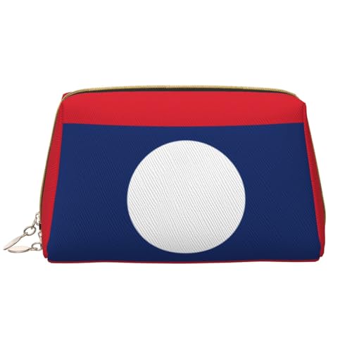 Make-up-Tasche für Damen, Motiv: Flagge von Laos, großes Fassungsvermögen, Reise-Kosmetiktasche, PU-Leder, mit Reißverschluss, tragbar, weit geöffneter Organizer Make-up-Tasche für Damen, Motiv: Flagge von Laos, großes Fassungsvermögen, Reise-Kosmetiktasche, PU-Leder, mit Reißverschluss, tragbar, weit geöffneter Organizer von LiuMng