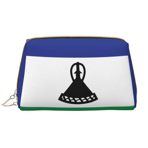 Make-up-Tasche für Damen, Motiv: Flagge von Lesotho, großes Fassungsvermögen, Reise-Kosmetiktasche, PU-Leder, mit Reißverschluss, tragbar, weit geöffneter Organizer von LiuMng