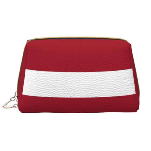 Make-up-Tasche für Damen, Motiv: Flagge von Lettland, großes Fassungsvermögen, Reise-Kosmetiktasche, PU-Leder, mit Reißverschluss, tragbar, weit geöffneter Organizer Make-up-Tasche für Damen, Motiv: Flagge von Lettland, großes Fassungsvermögen, Reise-Kosmetiktasche, PU-Leder, mit Reißverschluss, tragbar, weit geöffneter Organizer von LiuMng