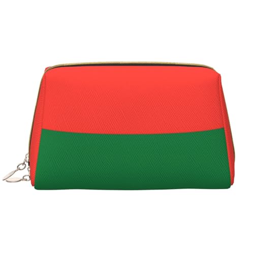 Make-up-Tasche für Damen, Motiv: Flagge von Madagaskar, großes Fassungsvermögen, Reise-Kosmetiktasche, PU-Leder, Reißverschluss, tragbar, weit geöffneter Organizer von LiuMng