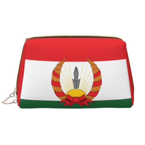 Make-up-Tasche für Damen, Motiv: Flagge von Mahabad, großes Fassungsvermögen, Reise-Kosmetiktasche, PU-Leder, mit Reißverschluss, tragbar, weit geöffneter Organizer von LiuMng