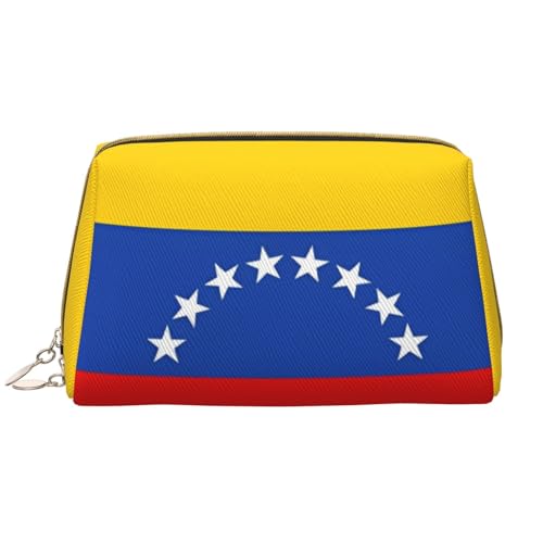 Make-up-Tasche für Damen, Motiv: Flagge von Venezuela, großes Fassungsvermögen, Reise-Kosmetiktasche, PU-Leder, Reißverschluss, tragbar, weit offen, weiß, Einheitsgröße Make-up-Tasche für Damen, Motiv: Flagge von Venezuela, großes Fassungsvermögen, Reise-Kosmetiktasche, PU-Leder, Reißverschluss, tragbar, weit offen, weiß, Einheitsgröße von LiuMng