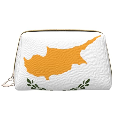 Make-up-Tasche für Damen, Motiv: Flagge von Zypern, großes Fassungsvermögen, Reise-Kosmetiktasche, PU-Leder, Reißverschluss, tragbar, weit geöffneter Organizer Make-up-Tasche für Damen, Motiv: Flagge von Zypern, großes Fassungsvermögen, Reise-Kosmetiktasche, PU-Leder, Reißverschluss, tragbar, weit geöffneter Organizer von LiuMng
