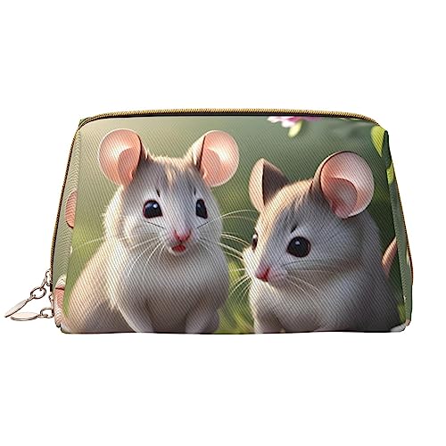 Make-up-Tasche für Damen, Motiv: Maus in Love, großes Fassungsvermögen, Reise-Kosmetiktasche, PU-Leder, Reißverschluss, tragbar, weit offen, weiß, Einheitsgröße Make-up-Tasche für Damen, Motiv: Maus in Love, großes Fassungsvermögen, Reise-Kosmetiktasche, PU-Leder, Reißverschluss, tragbar, weit offen, weiß, Einheitsgröße von LiuMng