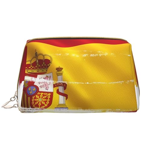 Make-up-Tasche für Damen, Motiv: Spanien-Flagge, großes Fassungsvermögen, Reise-Kosmetiktasche, PU-Leder, mit Reißverschluss, tragbar, weit geöffneter Organizer Make-up-Tasche für Damen, Motiv: Spanien-Flagge, großes Fassungsvermögen, Reise-Kosmetiktasche, PU-Leder, mit Reißverschluss, tragbar, weit geöffneter Organizer von LiuMng