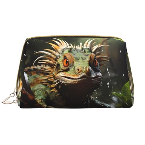 Make-up-Tasche für Damen, Motiv: Stachelige Eidechsen, großes Fassungsvermögen, Reise-Kosmetiktasche, PU-Leder, Reißverschluss, tragbar, weit offen, weiß, Einheitsgröße Make-up-Tasche für Damen, Motiv: Stachelige Eidechsen, großes Fassungsvermögen, Reise-Kosmetiktasche, PU-Leder, Reißverschluss, tragbar, weit offen, weiß, Einheitsgröße von LiuMng