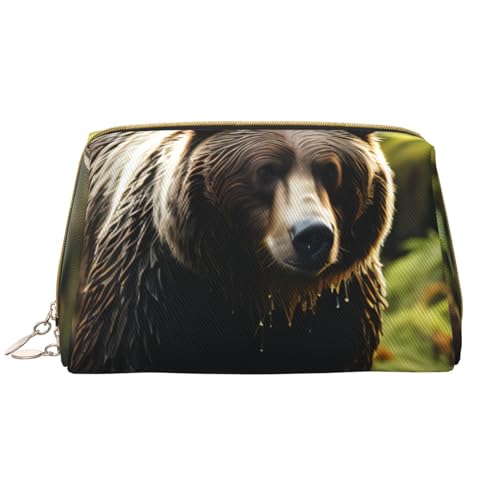 Make-up-Tasche für Damen, Motiv: brauner Bär, großes Fassungsvermögen, Reise-Kosmetiktasche, PU-Leder, mit Reißverschluss, tragbar, weit geöffneter Organizer Make-up-Tasche für Damen, Motiv: brauner Bär, großes Fassungsvermögen, Reise-Kosmetiktasche, PU-Leder, mit Reißverschluss, tragbar, weit geöffneter Organizer von LiuMng