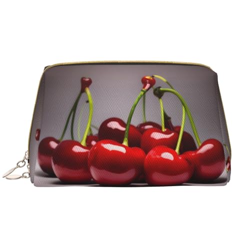 Make-up-Tasche für Damen, Motiv: chilenische Kirschen, großes Fassungsvermögen, Reise-Kosmetiktasche, PU-Leder, Reißverschluss, tragbar, weit offen, weiß, Einheitsgröße Make-up-Tasche für Damen, Motiv: chilenische Kirschen, großes Fassungsvermögen, Reise-Kosmetiktasche, PU-Leder, Reißverschluss, tragbar, weit offen, weiß, Einheitsgröße von LiuMng