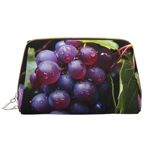 Make-up-Tasche für Damen, Motiv: frische Trauben, großes Fassungsvermögen, Reise-Kosmetiktasche, PU-Leder, mit Reißverschluss, tragbar, weit geöffneter Organizer von LiuMng