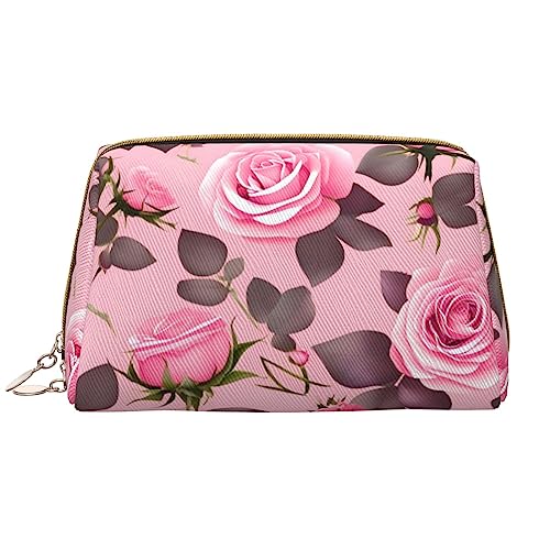 Make-up-Tasche für Damen, Motiv: hübsche rosa Rosen, großes Fassungsvermögen, Reise-Kosmetiktasche, PU-Leder, mit Reißverschluss, tragbar, weit geöffneter Organizer Make-up-Tasche für Damen, Motiv: hübsche rosa Rosen, großes Fassungsvermögen, Reise-Kosmetiktasche, PU-Leder, mit Reißverschluss, tragbar, weit geöffneter Organizer von LiuMng
