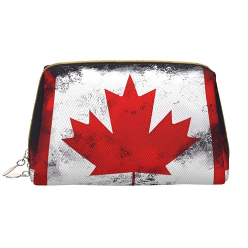 Make-up-Tasche für Damen, Motiv: kanadische Flagge, großes Fassungsvermögen, Reise-Kosmetiktasche, PU-Leder, Reißverschluss, tragbar, weit offen, weiß, Einheitsgröße Make-up-Tasche für Damen, Motiv: kanadische Flagge, großes Fassungsvermögen, Reise-Kosmetiktasche, PU-Leder, Reißverschluss, tragbar, weit offen, weiß, Einheitsgröße von LiuMng