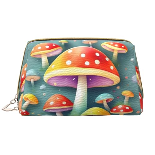 Make-up-Tasche für Damen, Motiv: niedliche farbige Pilze, großes Fassungsvermögen, Reise-Kosmetiktasche, PU-Leder, mit Reißverschluss, tragbar, weit geöffneter Organizer Make-up-Tasche für Damen, Motiv: niedliche farbige Pilze, großes Fassungsvermögen, Reise-Kosmetiktasche, PU-Leder, mit Reißverschluss, tragbar, weit geöffneter Organizer von LiuMng