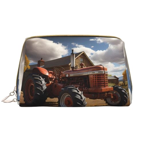 Make-up-Tasche für Damen, Motiv: roter Traktor, großes Fassungsvermögen, Reise-Kosmetiktasche, PU-Leder, Reißverschluss, tragbar, weit geöffneter Organizer Make-up-Tasche für Damen, Motiv: roter Traktor, großes Fassungsvermögen, Reise-Kosmetiktasche, PU-Leder, Reißverschluss, tragbar, weit geöffneter Organizer von LiuMng