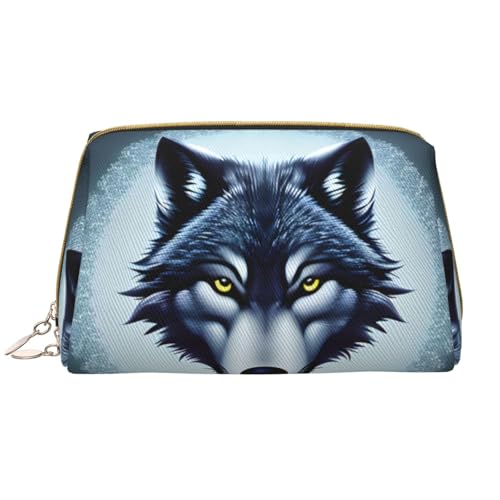 Make-up-Tasche für Damen, Motiv: wilder Wolfskopf, großes Fassungsvermögen, Reise-Kosmetiktasche, PU-Leder, mit Reißverschluss, tragbar, weit geöffneter Organizer Make-up-Tasche für Damen, Motiv: wilder Wolfskopf, großes Fassungsvermögen, Reise-Kosmetiktasche, PU-Leder, mit Reißverschluss, tragbar, weit geöffneter Organizer von LiuMng