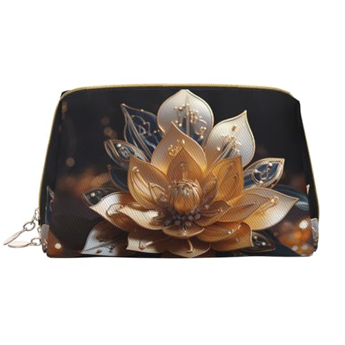 Make-up-Tasche für Damen, Motiv: zarte Lotusblume, großes Fassungsvermögen, Reise-Kosmetiktasche, PU-Leder, mit Reißverschluss, tragbar, weit geöffnet, Weiß Make-up-Tasche für Damen, Motiv: zarte Lotusblume, großes Fassungsvermögen, Reise-Kosmetiktasche, PU-Leder, mit Reißverschluss, tragbar, weit geöffnet, Weiß von LiuMng