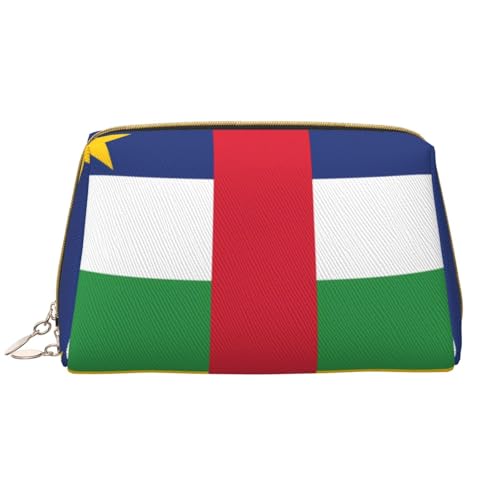 Make-up-Tasche für Damen, Motiv: zentralafrikanische Flagge, großes Fassungsvermögen, Reise-Kosmetiktasche, PU-Leder, mit Reißverschluss, tragbar, weit geöffneter Organizer von LiuMng